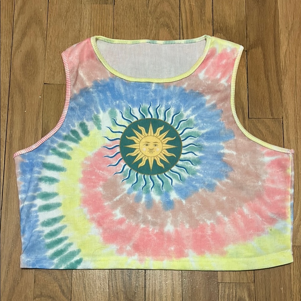 🚨SHEIN Women’s Graphic Tie Dyed Crop Tank Top XL EUC